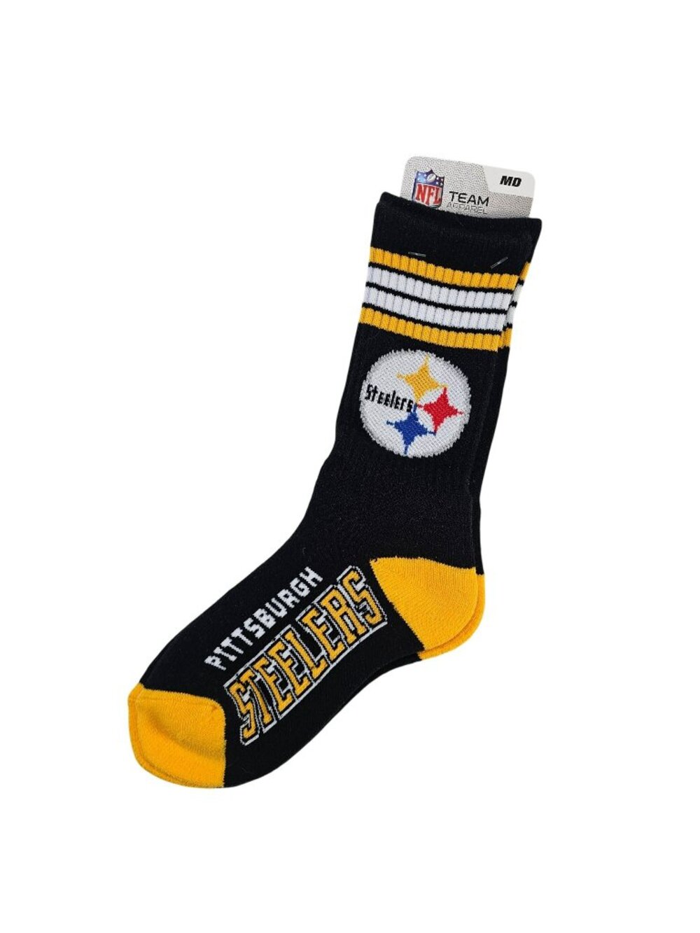 Pittsburgh Steelers NWT 4-Stripe Deuce Crew Socks 1-Pair Size Medium Shoe 5-10
